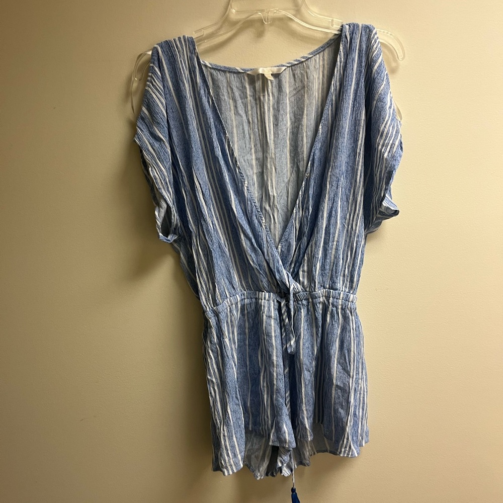 Chic Blue and White Striped Blouse